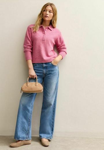 Пуловер с воротником поло