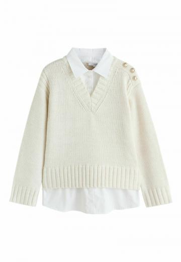 Пуловер с вырезом V