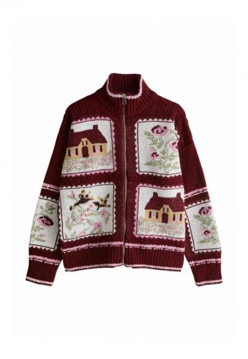 Жаккардовая вязаная кофта