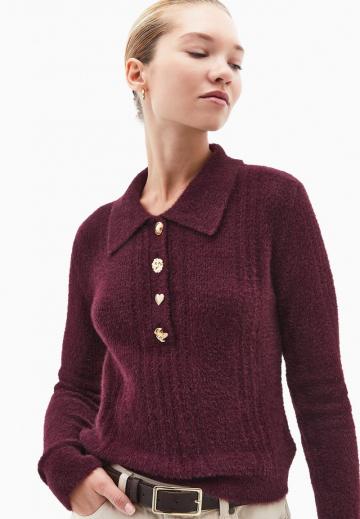 Пуловер с воротником поло