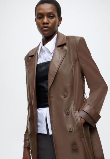 Пальто из искусственной кожи