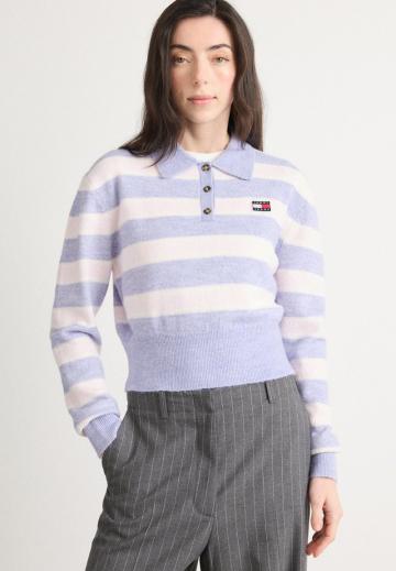 Пуловер с воротником поло