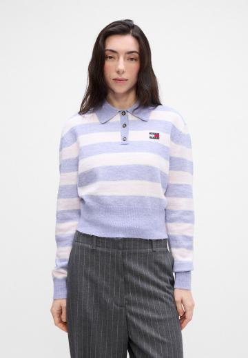 Пуловер с воротником поло