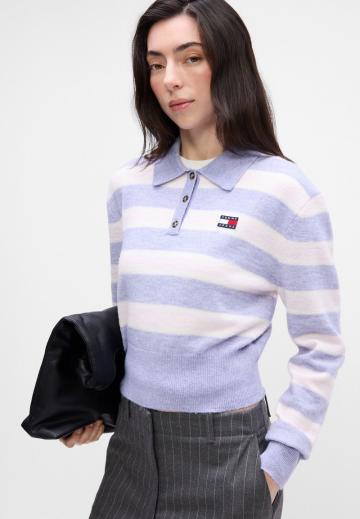 Пуловер с воротником поло