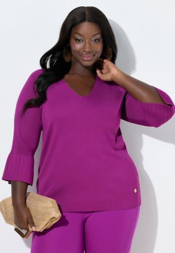 Пуловер с рукавом три четверти