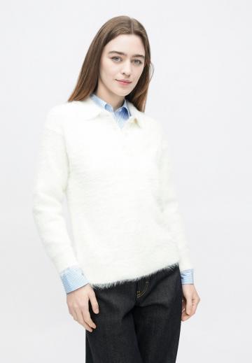 Пуловер с воротником поло