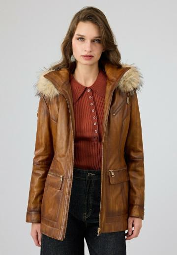 Пальто из искусственной кожи