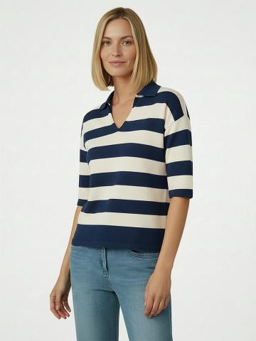 Пуловер с воротником поло