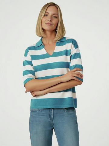 Пуловер с воротником поло