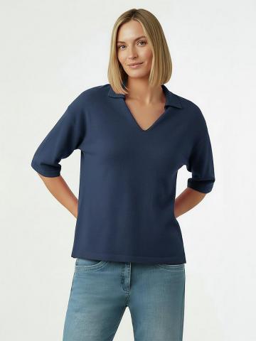 Пуловер с воротником поло