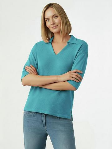 Пуловер с воротником поло