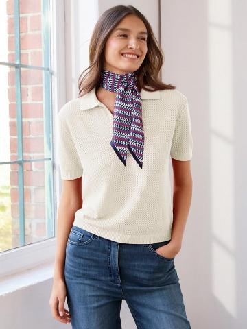 Пуловер с воротником поло