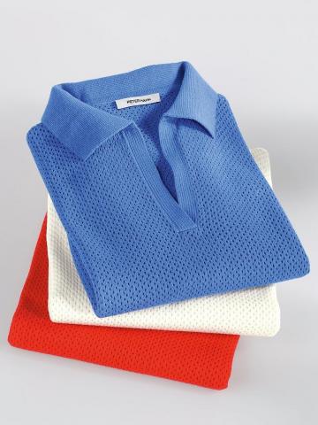 Пуловер с воротником поло