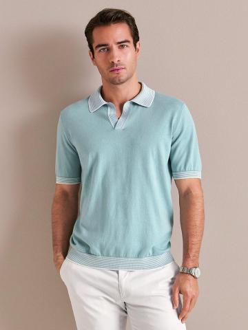 Пуловер с воротником поло