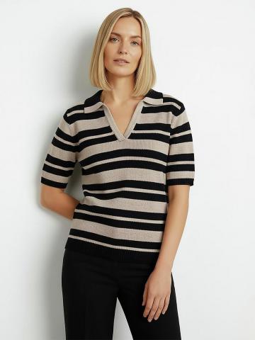 Пуловер с воротником поло