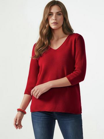 Пуловер с вырезом V