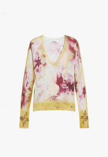 Пуловер с вырезом V