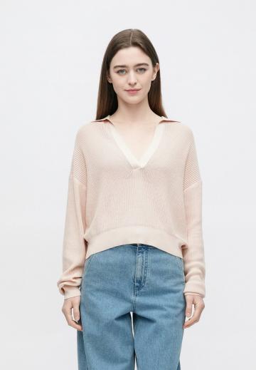 Пуловер с воротником поло