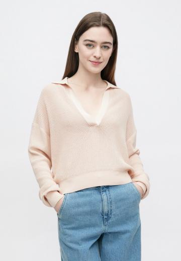 Пуловер с воротником поло