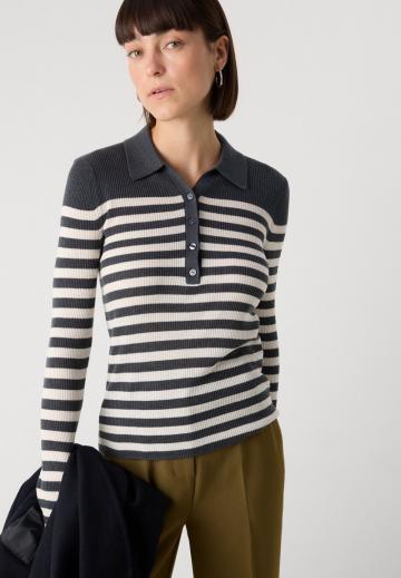 Пуловер с воротником поло