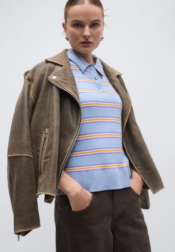 Пуловер с воротником поло