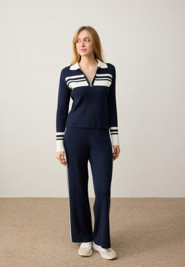 Пуловер с воротником поло