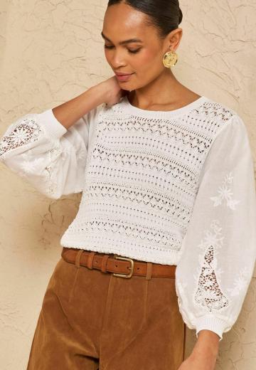 Пуловер с рукавом три четверти