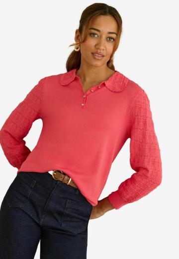 Пуловер с воротником поло