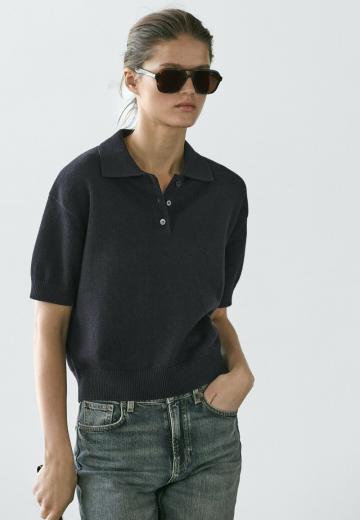 Пуловер с воротником поло