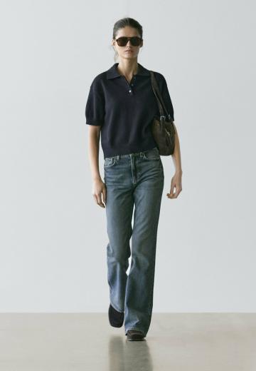 Пуловер с воротником поло