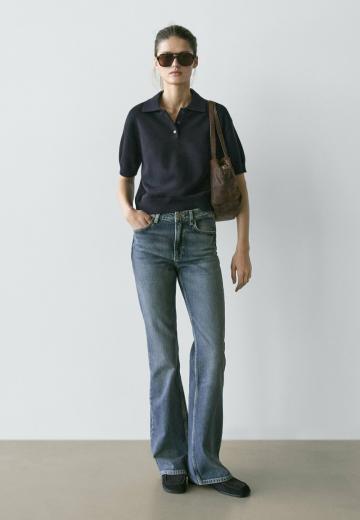 Пуловер с воротником поло