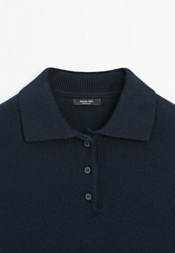 Пуловер с воротником поло