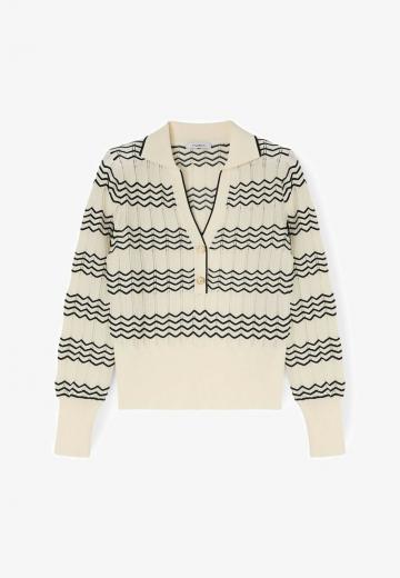 Пуловер с воротником поло