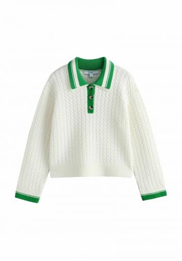 Пуловер с воротником поло