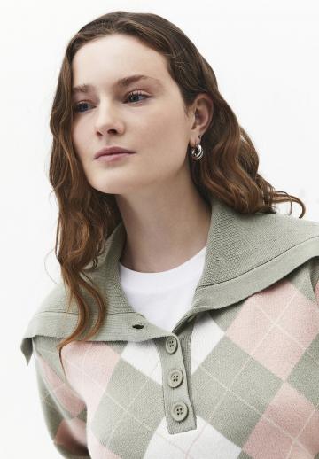 Пуловер с воротником поло