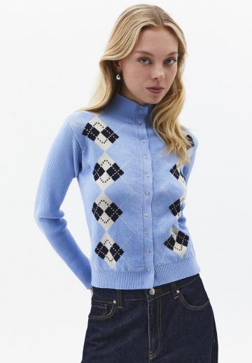 Жаккардовая вязаная кофта