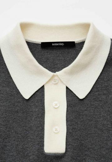 Пуловер с воротником поло