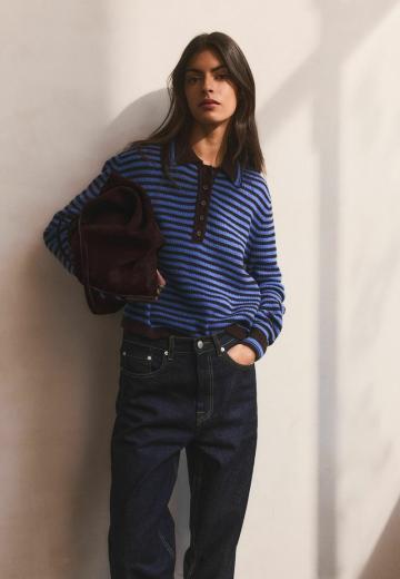 Пуловер с воротником поло