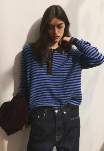 Пуловер с воротником поло