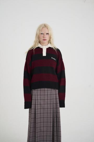 Пуловер с воротником поло