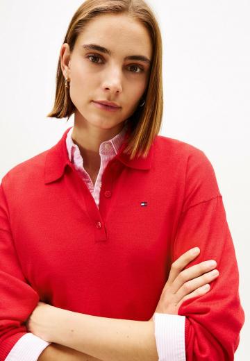 Пуловер с воротником поло