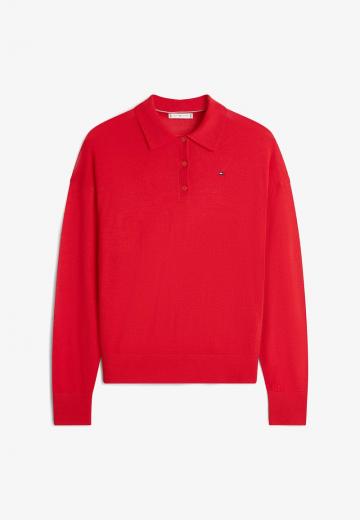 Пуловер с воротником поло