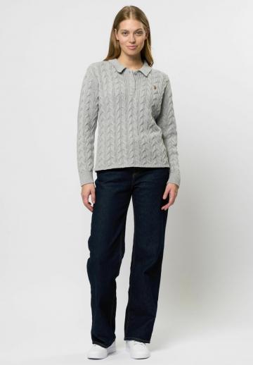 Пуловер с воротником поло