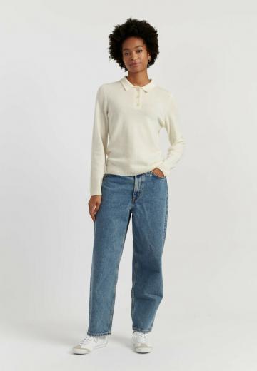 Пуловер с воротником поло